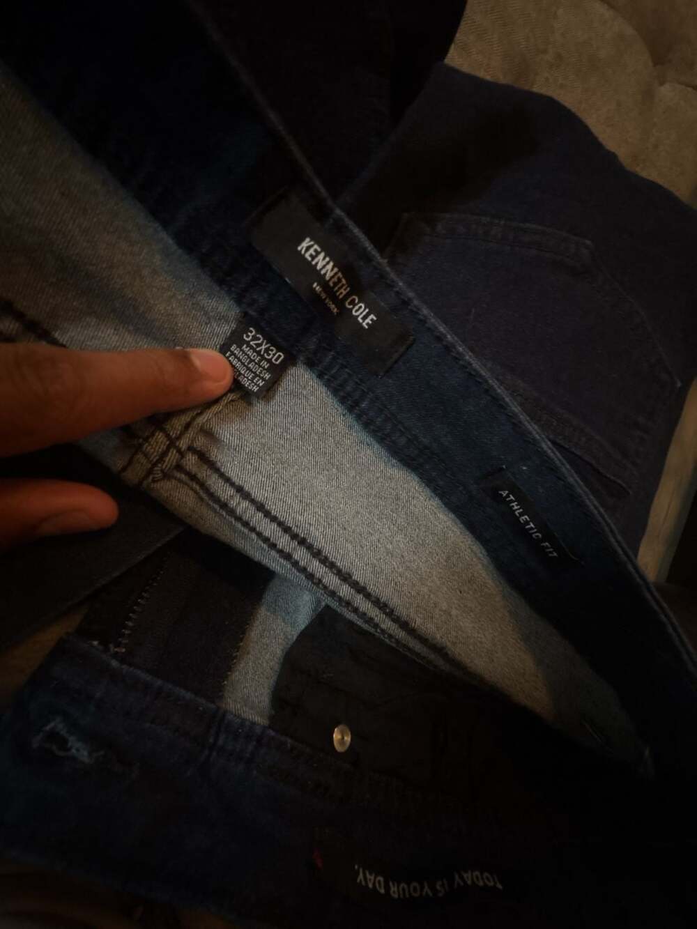 Kenneth Cole New York Men's Athletic Fit Dark Wash Denim Jeans